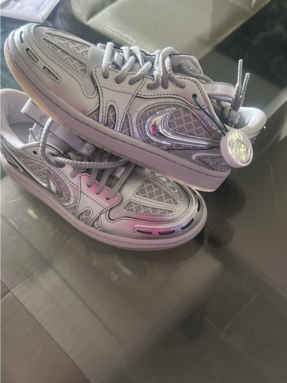 Jordan Girls Metallic Silver Low-Top Athletic Sneakers